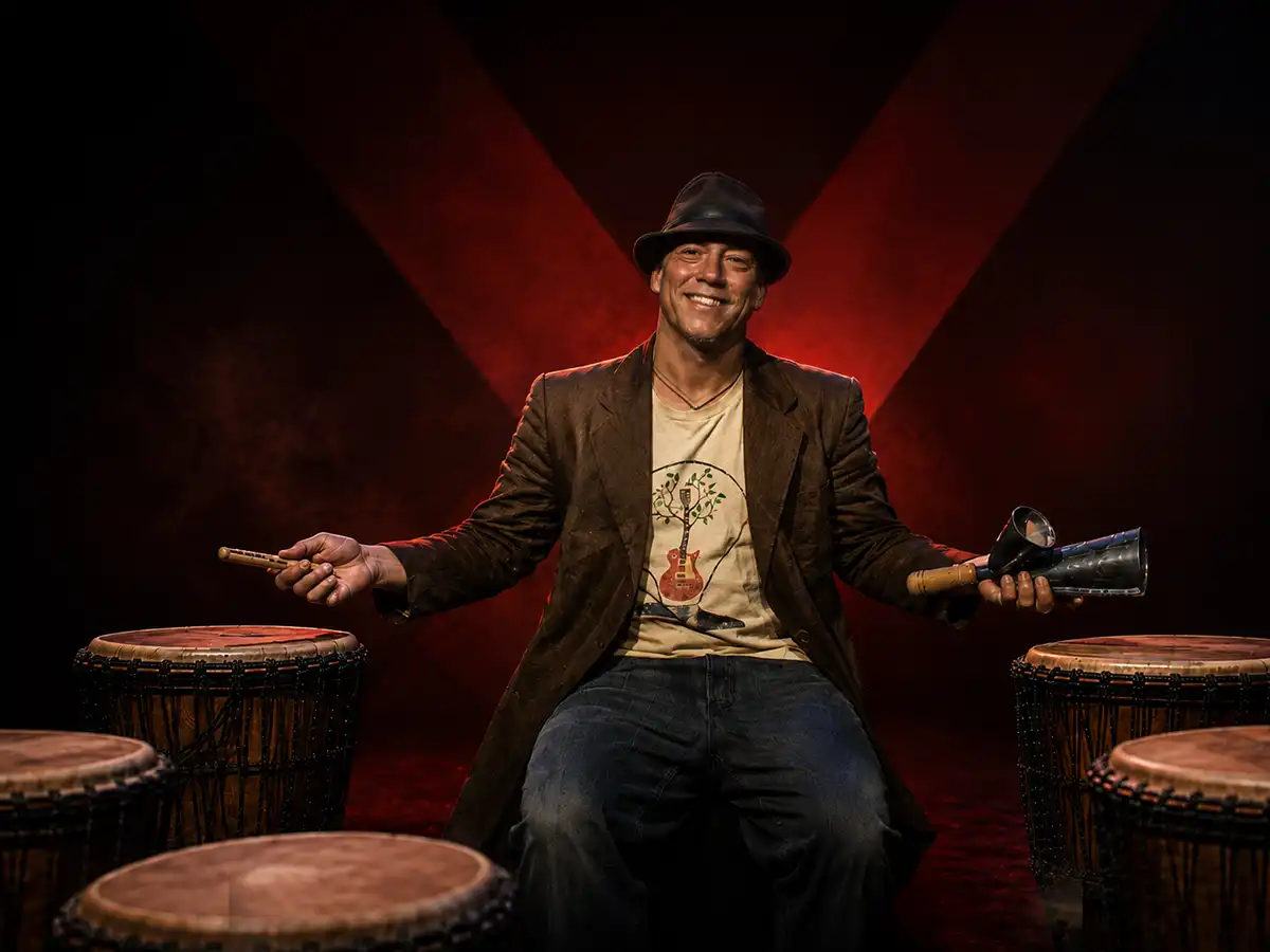 Rico Persson leading an interactive rhythm experience at TEDxMalmö